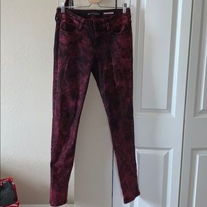 Maroon Distressed Skinny Jeans